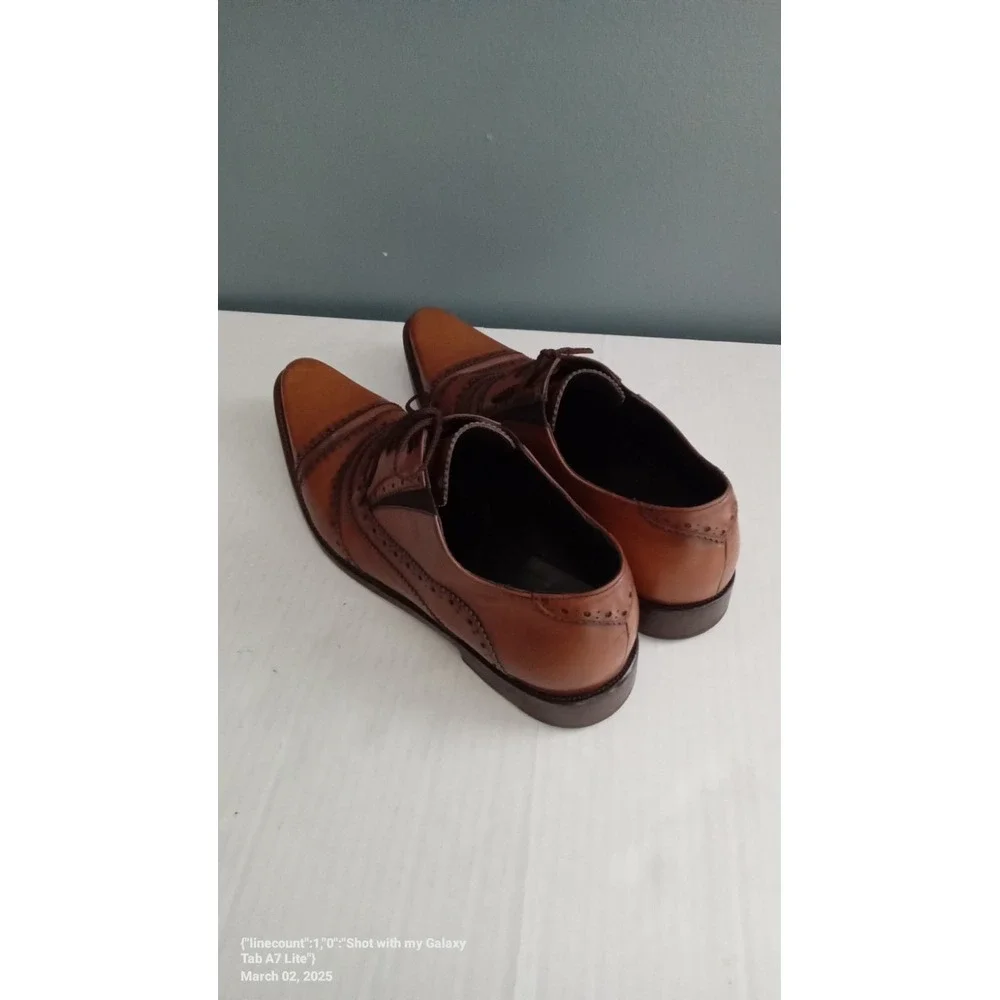 Leather Wingtip Oxford Dress Shoes Brown Lace‎ Up Formal Shoes